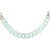 Tighall 17.71"/45cm Acrylic Bag Chain with Gold Buckle, Resin Fishbone Purse Extender Handle Shoulder Strap Replacement, Bag Charms for Handbags, Crochet Bags(Matte Green,45cm)