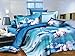 BEDnLINENS 3 Piece Box Stitched 3D Swan Lakes Prints Faux Fur Comforter Set (D04) (Queen)