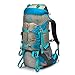 50L External Frame Climbing Bags, CR Air Frame 600D Nylon Hiking Travel Outdoor Backpack, with Rain Cover (Blue)