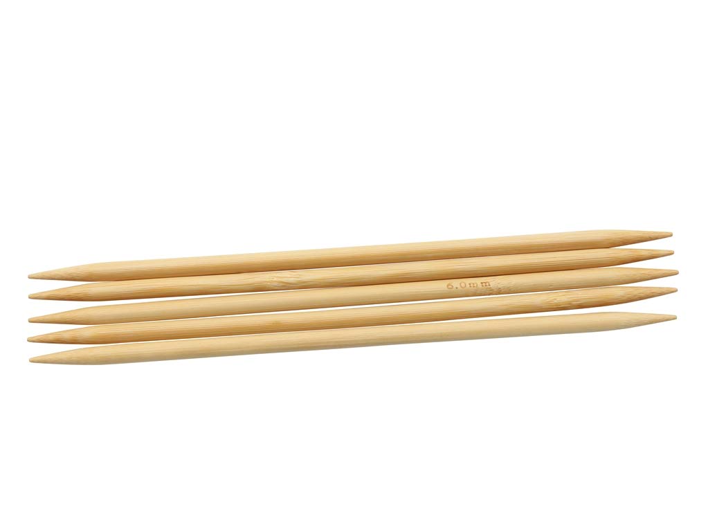 Glorex Bamboo Knitting Needles 6.0 mm 20 cm, Natural, 6 mm