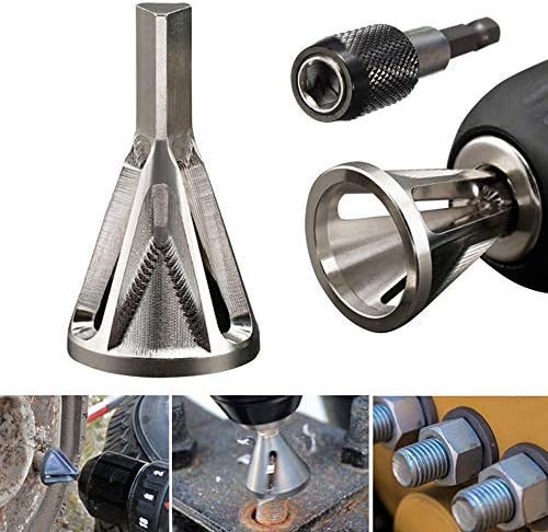 Holidaysummer Stainless Steel Deburring External Chamfer Tool Drill Bit Remove Burr Silver (Silver)