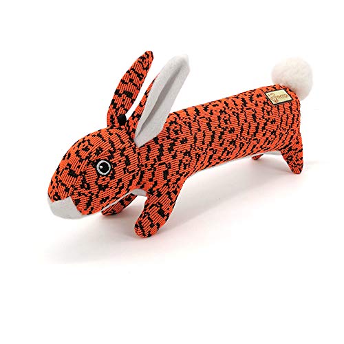 AXEN Bunny Durable Flyknit Dog Toy, Lovely Chewers, Interactive Squeakers, Orange Rabbit