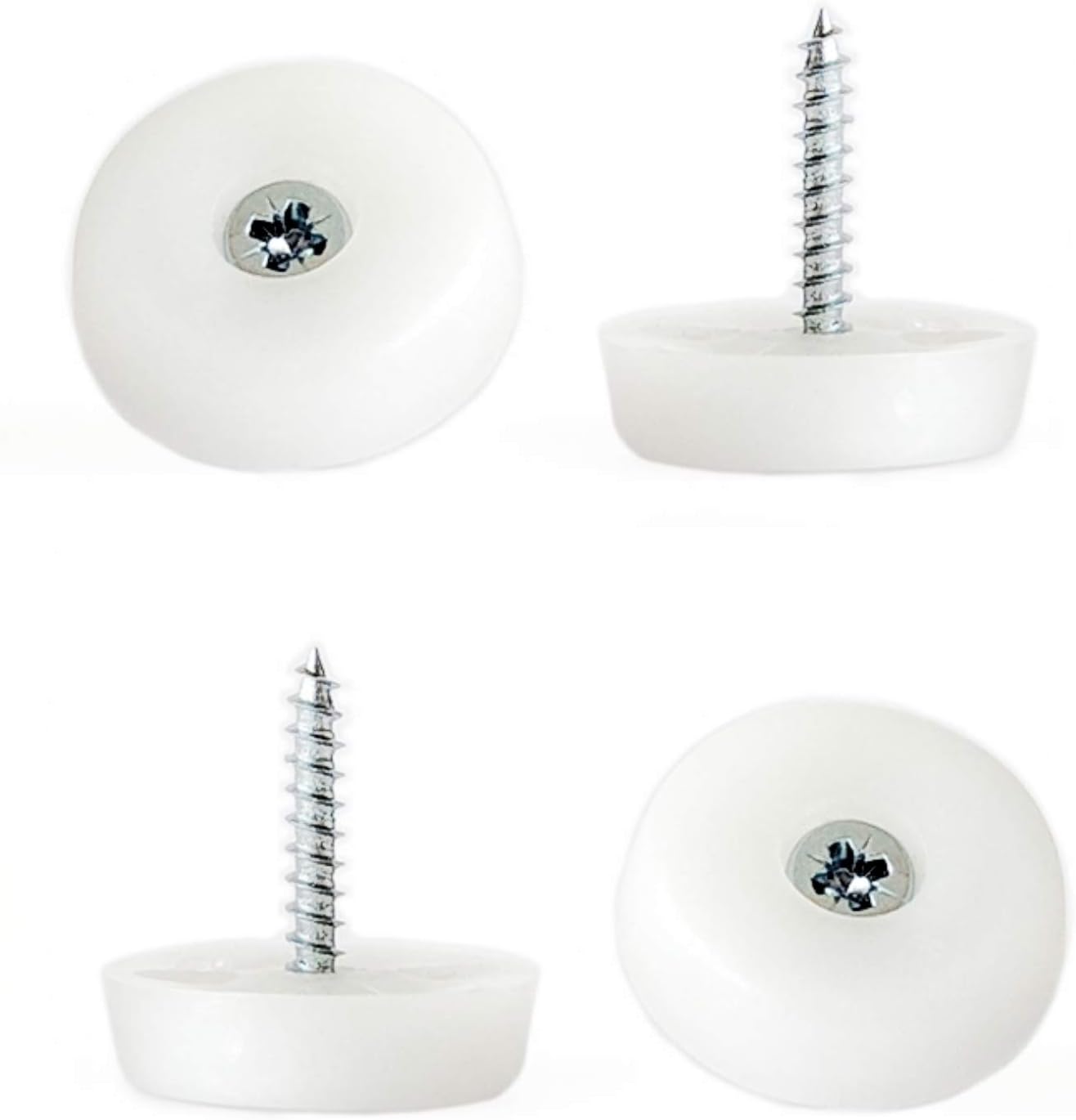 25mm Diameter White Nylon Plastic Protector Pads with Screw Furniture