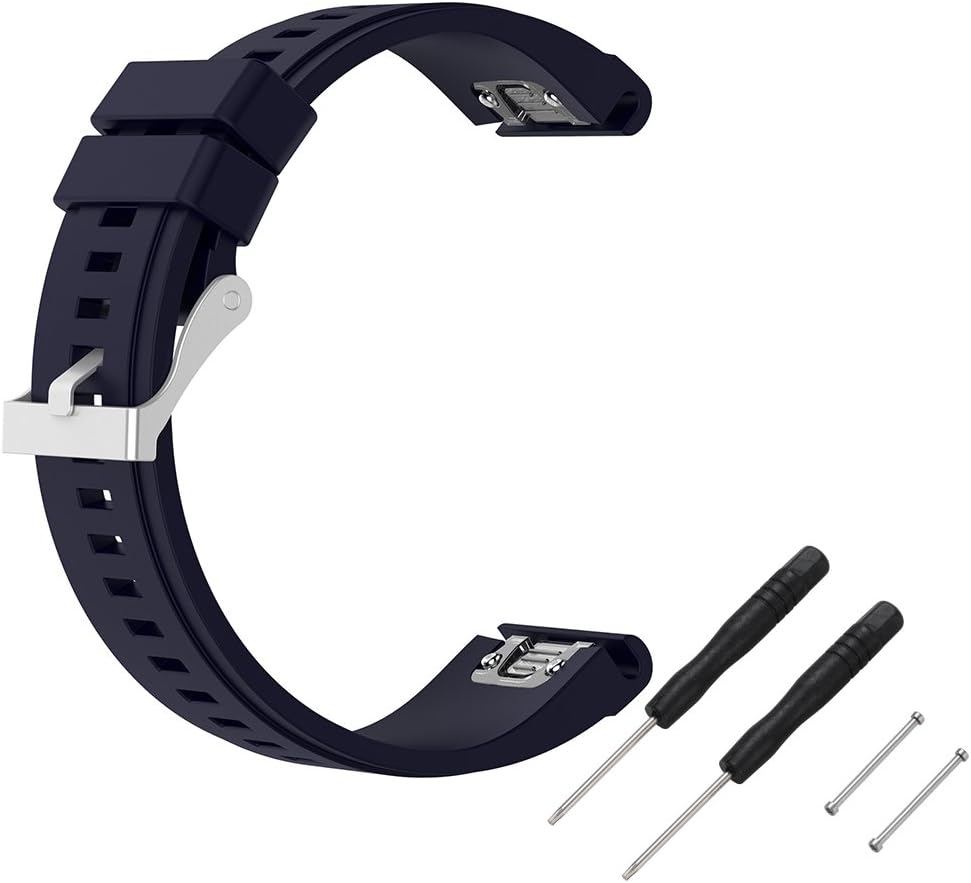 26mm Garmin Fenix 5x,Fenix3,Fenix3 Hr Quick Fit Band, Replacement Quick Release Width Silicone Straps for Garmin Fenix 5x,Fenix3,Fenix3 Hr Smart Watch (Navy)
