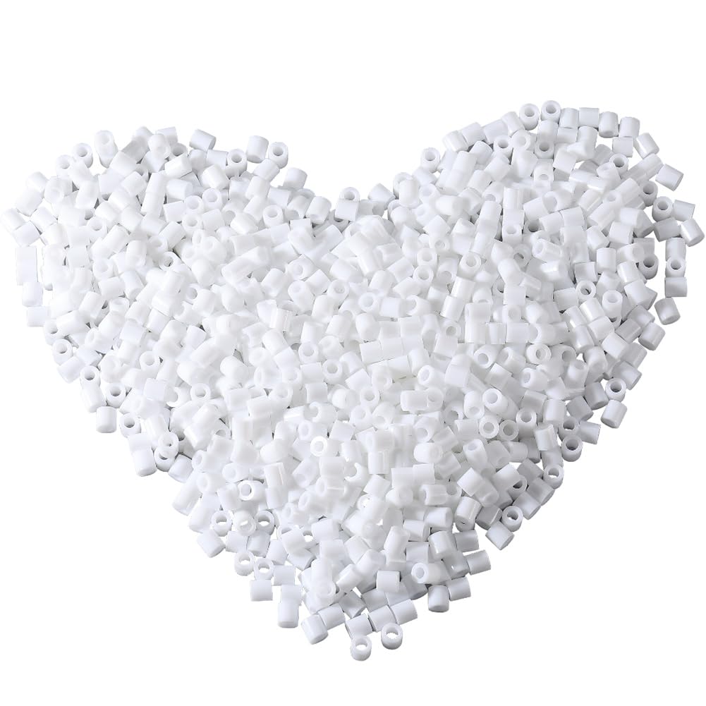 SOFPLATE 1 Box 2000 Pieces 5mm Melting Beads Crafts White Fuse Beads Bulk Storage Refills Plastic Iron Melty with 3mm Hole Compatible Hama Replenish Accessories for Crafting DIY Holiday Decor Adults