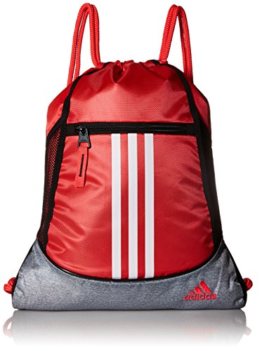 adidas Alliance II Sackpack, One Size, Shock Red/Heather Clear Grey/White