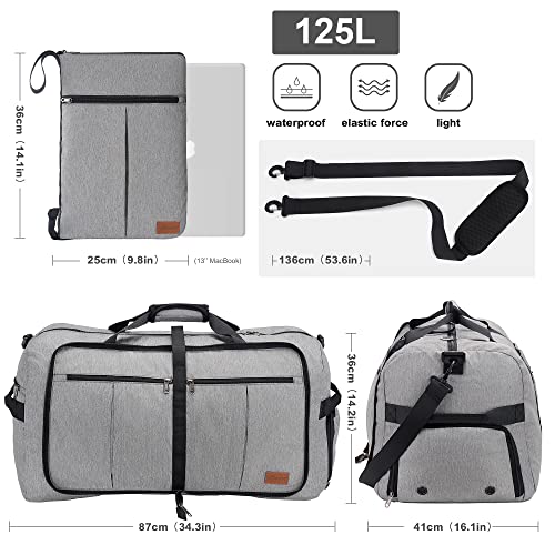 Upeelife Travel Bag, 125L Travel Bag, Large Foldable, Lightweight Sports Bag, Weekender Waterproof Travel Bags with Shoe Compartment for Men and Women, Gym Duffle Bag