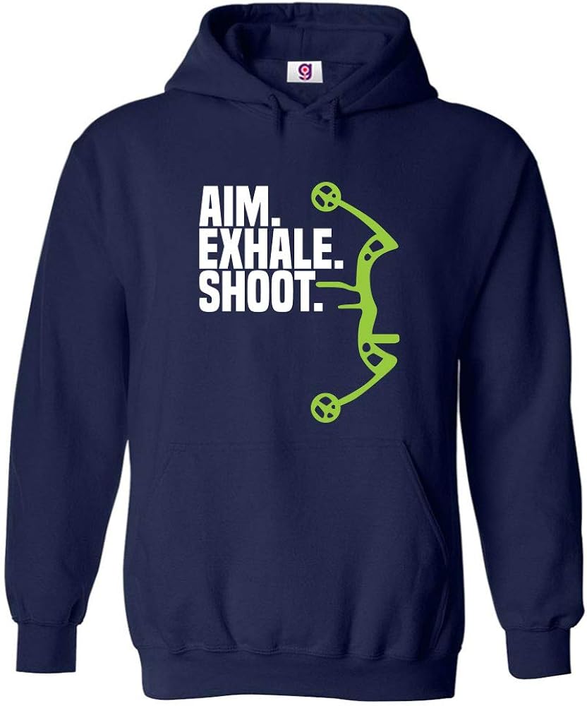 Archery Bow Hunting Hoodie Aim Exhale Shoot Hooded Top (Navy Blue,XX