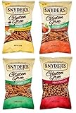 Snyder's of Hanover Gluten Free All Natural Pretzels All Flavors Variety 4 Pack [Pretzels Sticks, Pretzel Twists, Hot Buffalo Wing and Honey Mustard with Onion ] (8oz Ea) [4 Pack]