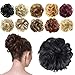 FESHFEN Messy Bun Hair Piece - Elastic Wavy Curly Hair Bun Scrunchies Extensions Synthetic Chignon Hairpieces for Women Girls, Natural Black 1 PCS