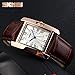 MaDong Women's Luxury Square Rose Gold Case Quartz Waterproof Leather Watch MDWH3