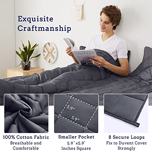 ZonLi Adult Weighted Blanket 15lbs (48''x72'', Twin Size, Dark Grey
