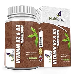 Vitamins D3 K2 Capsules – 3000IU Vitamin D3, 150mcg VIT K2 (MK-7) – Made in UK by NutriZing – Supports Maintenance of…