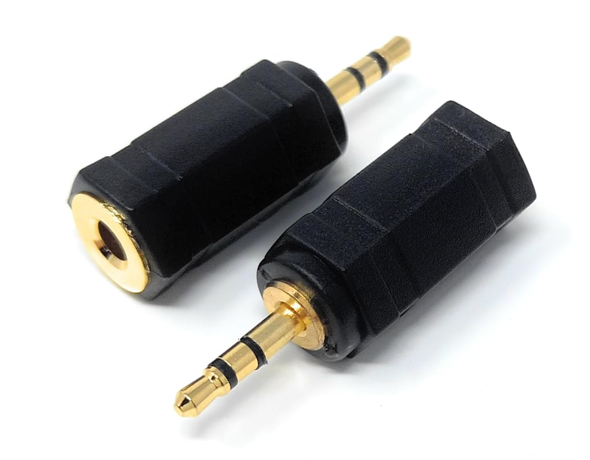 DRUT 2pcs 2.5mm Stereo Jack to 3.5mm Socket Plug Audio Adapter Cable Converter (Gold Black)
