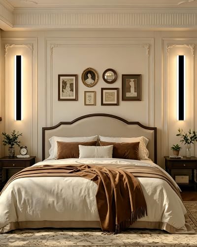 niuniaj Long Indoor LED Wall Light with Remote Control, Dimmable 10%-100%, 3000K/4000K/6000K, Wall Lamp, Modern Wall Light for Terrace Hallway Entrance Villa, 60 cm/15 W, Black | Regulable 10%-100%,3000K/4000K/6000K,Lámpara de Pared Moderno para Terraza Pasillo Entrada Villa,15W,Negro