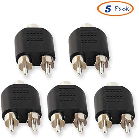 Besmelody 5-Pack RCA Female to Dual RCA Male Splitter Adapter For Audio Video AV TV Cable Convert