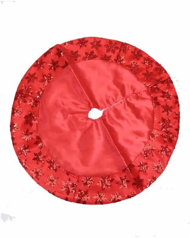 20 Inch Red Mini Tree Skirt w/Snowflake Sequins [TS0193B]