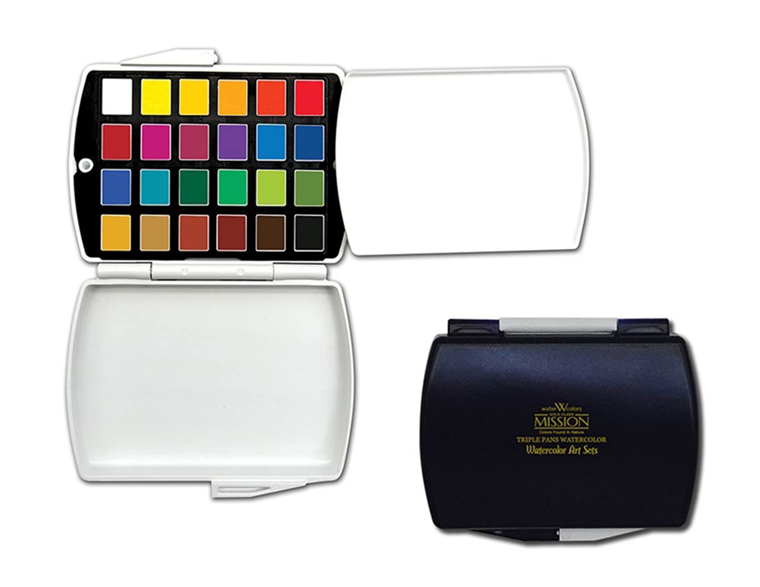 Mijello Gold Class Mission Triple Pans Watercolor Art Set 12, 24, 48Colors 3Types (MPW-1224)
