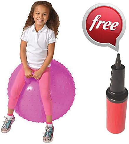 36" Knobby Space Hopper Ball with Handle by ArtCreativity - 7 Vibrant Color Options - Deluxe Bouncer Gym Toys - Playtime and Exercise Hoppity Hop Jumping Ball for Tall Kids &amp; Adults - Pump Included