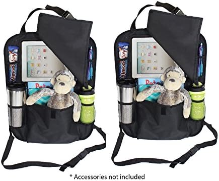 Back of Seat Car Organizer with Touch Screen Holder for iPad and Tablet up to 10.1" in Black 2 Pack