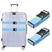 Hibate (2_Blue) Luggage Straps Belts and (1_Orange) Neoprene Suitcase Handle Wrap Grip Tags