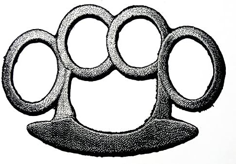 Brass Knuckles Biker Patch Lady Rider Hippie Punk Rock Heavy Metal Tattoo Logo Patch Sew Iron on Embroidered
