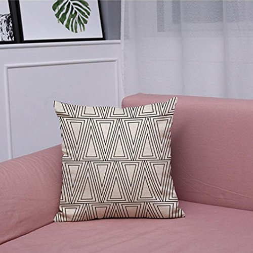 Throw Pillow Cases,Woaills Vintage Black White Simple Square Pillowcase Cushion Covers with Hidden Zipper (ColorE)