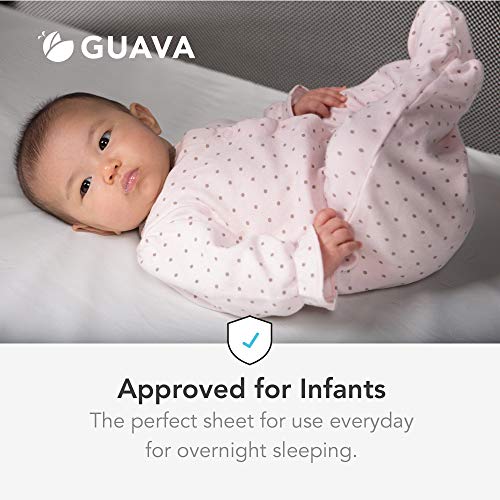 GUAVA FAMILY - Lotus Crib 100% Cotton Fitted Sheet | Perfect, Manufacturer-Approved Fit, Soft & Safe for Infants, Baby and Toddlers, Unisex, Boys & Girls - Fits Both Velcro & Buckle Versions (White) - Thumbnail 5