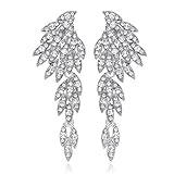 mecresh Clear Crystal Wing Fashion Dangle Earrings for Women