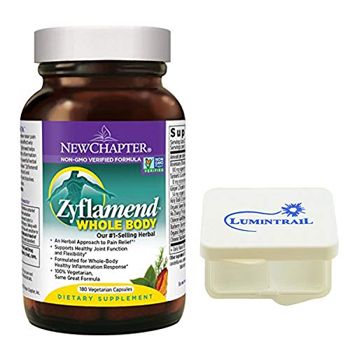 New Chapter Zyflamend Whole Body Joint Supplement, Herbal Pain Relief - 180 Vegetarian Capsules Bundle with a Lumintrail Pill Case