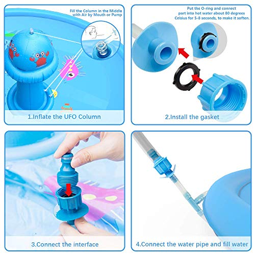 VATOS Sprinkler Splash Pad for Kids Toddlers, 67" Kiddie Pool Outdoor