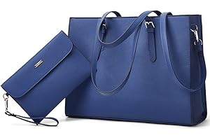 YTL Laptop Bag for Women 15.6 inch Laptop Tote Bag Leather Classy Computer Briefcase for Work Waterproof Handbag 2pcs Set