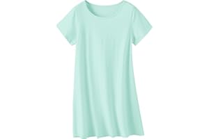 QZH.DUAO Girls Nightgowns 100% Cotton Short Sleeve Sleep Shirts Nightdress Sleepwear 5-14