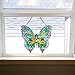 RIVER OF GOODS Butterfly 20.5 Inch High Stained Glass Suncatcher Window Panel, Orange, Blue, Yellow