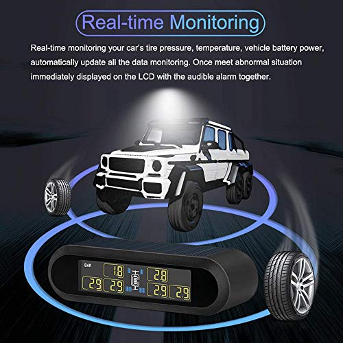 Moshbu Solar Power Wireless TPMS Tire Pressure Monitoring System 6 External Sensors for Car RV Tow Trailer Pickup Truck, Real-time Alarm Pressure and Temperature LCD Display(0-116 PSI) - Thumbnail 7