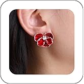 Yheakne Vintage Enamel Orchid Flower Earrings Blue Acrylic Flower Earrings Exaggerated Orchid Flower Stud Earrings Blue Flower Petal Earrings Jewelry for Women