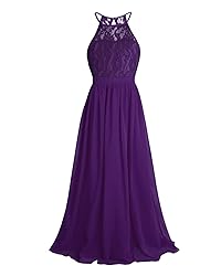 iEFiEL Girls Halter Lace Chiffon Flower Wedding