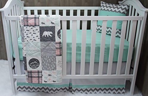 Baby Girl Chevron , Baby Bedding , Woodlands , Moose , Psalm , Bear , Crib Bedding , Nursery Room , Babylooms