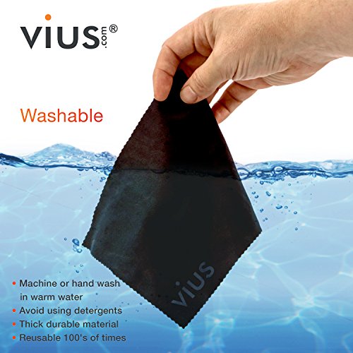 Microfiber Cleaning Cloths [Black] - vius Premium Microfiber Lens and Screen Cleaner Cloths for All LCD Screens, Computers, Lenses and Delicate Surfaces (20 Pack) - Thumbnail 6