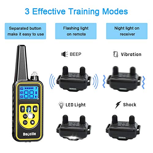 YISENCE Dog Training Collar, Dog Shock Collar with Remote 2500FT Shock Collar for Dogs IPX7 Waterproof Rechargeable w/Beep 99 Levels Vibrate Shock Modes Shock Collar for Small Dogs Medium Large Dogs