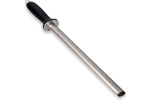 Navaris Diamond Sharpening Steel - 12" (31cm) Oval Knife Rod Sharpener for Honing Kitchen Knives - Lightweight and Durable fo