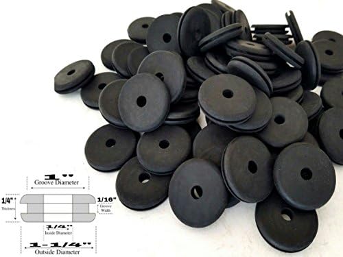 Lot of 25 Rubber Grommets 1/4" Inside Diameter - 1/16" Groove - Fits 1" Panel Holes