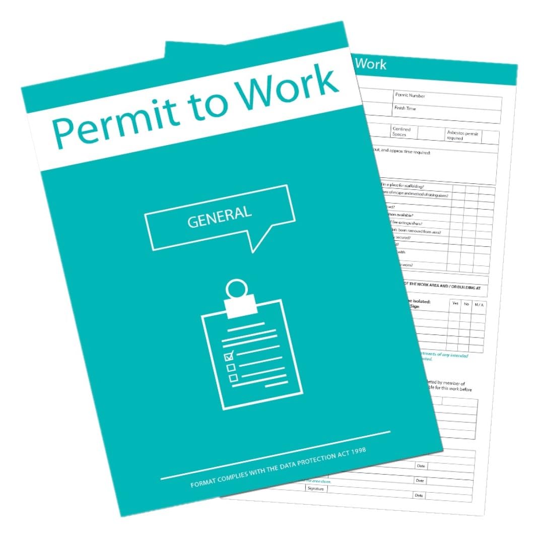 General Permit To Work Forms 3 Parts - Original/2 Carbon Copies Card Backing for Seperating Pack Of 10