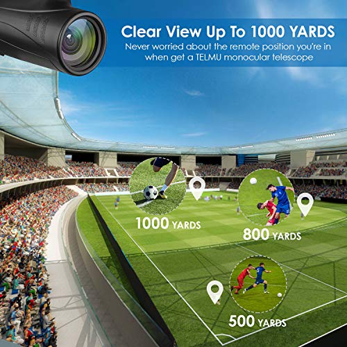 TELMU 10X42 Monocular Telescope, IPX7 Waterproof with Smartphone Holder, BAK4 Prism and FMC Objective Lens, Ideal for Bird Watching, Concerts Viewing, Hunting