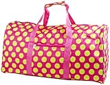 World Traveler Pink and Green Polka Dots Gym Duffle Bag 21-inch