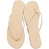 KIDMI Women's Thong Flip Flops, Memory Foam Vegan Leather Flats Sandals | Soft Flexible Straps Casual Summer Beach Minimalist Sandals for Travel, Walking and Daily Wear