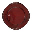 ChargeIt By Jay Red Embossed Charger Plate – 13 Inch Melamine Decorative Plate For Fancy Dining & Table Settings