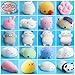 Outee Mini Squishies Kawaii, 20 Pcs Animal Squishies Mochi Squeeze Toys Soft Squishies Release Stress Animal Toys Mini Seal Octopus Rabbit Chick Cat Pig Tiger Fox Panda Cloud Random