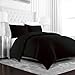 Beckham Hotel Collection Luxury Soft Brushed Microfiber Duvet Cover Set with Embossed Diamond Pattern - Full/Queen - Black