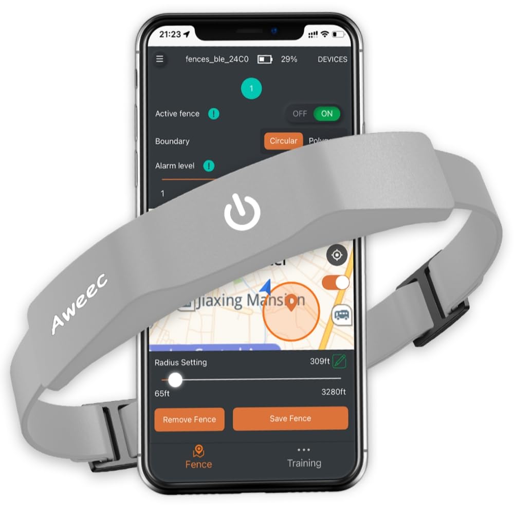 Photo 1 of Aweec GPS Electric Dog Fence with Free App, Wireless Fence System with Training Collar, Portable for Outdoor Use, Rechargeable Waterproof Flexiable Collar, Adjustable of Dogs (Grey)